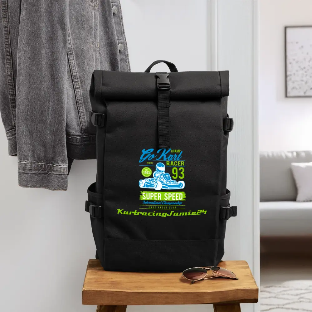 Roll Top Backpack - Schwarz