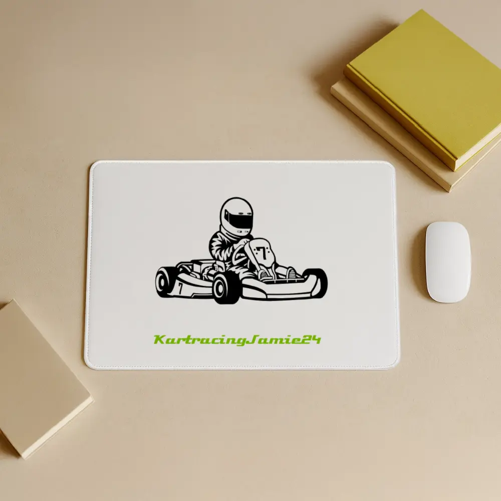 KartracingJamie24 Gaming-Mauspad grau mit Racing-Design für präzise Kontrolle und rutschfeste Unterseite